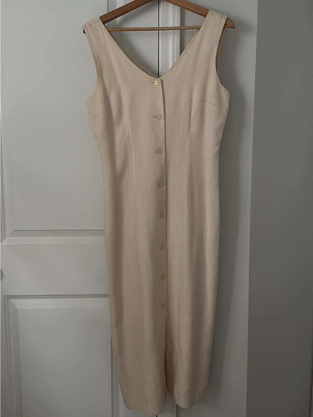 Vintage 90s linen v neck button dress - Picture 5 of 5